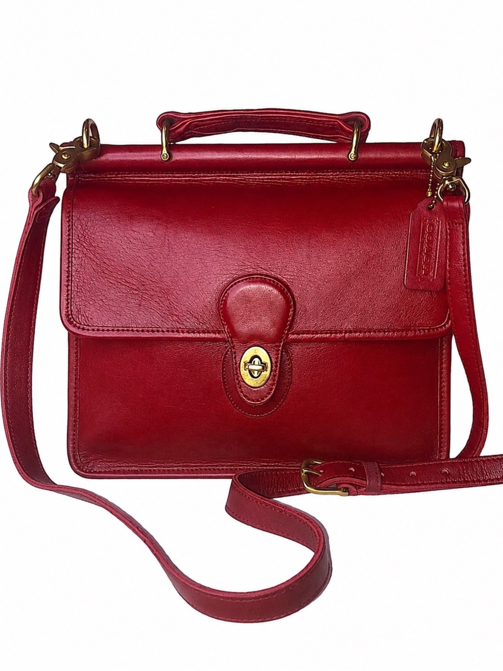 Vintage COACH WILLIS Red Glove Tanned Top Handle Crossbody Bag 9927 USA COA